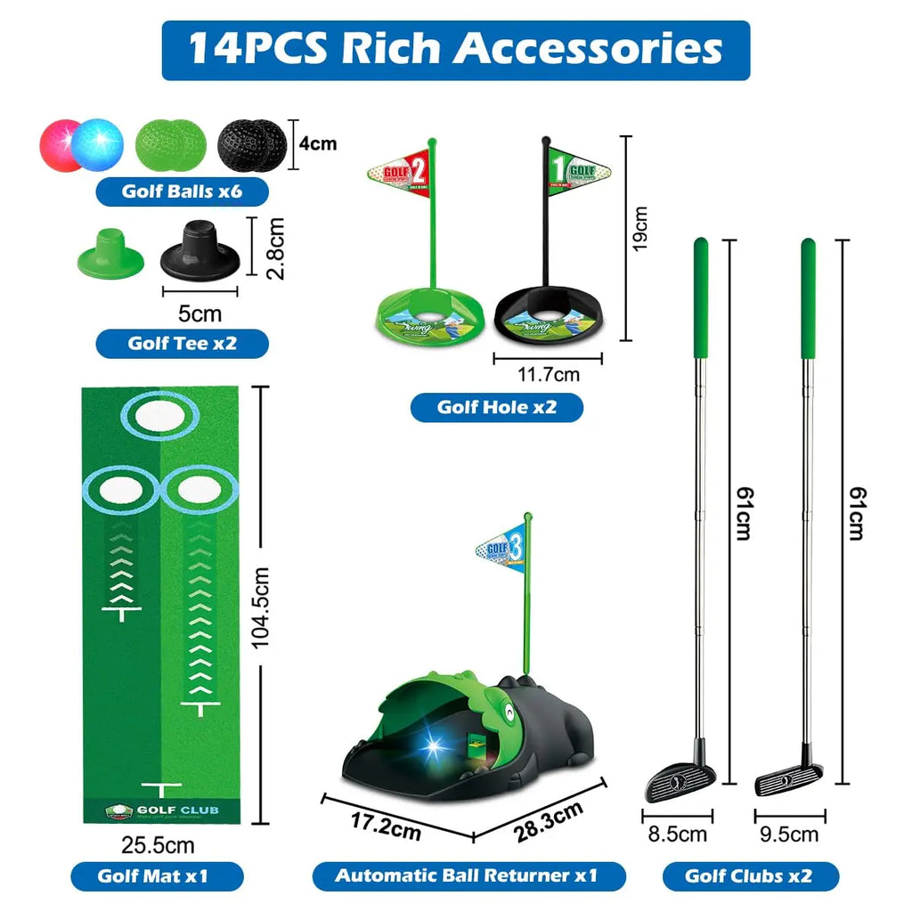 Kids Toy Golf Club Set with  LED Automatic Ball Returner
