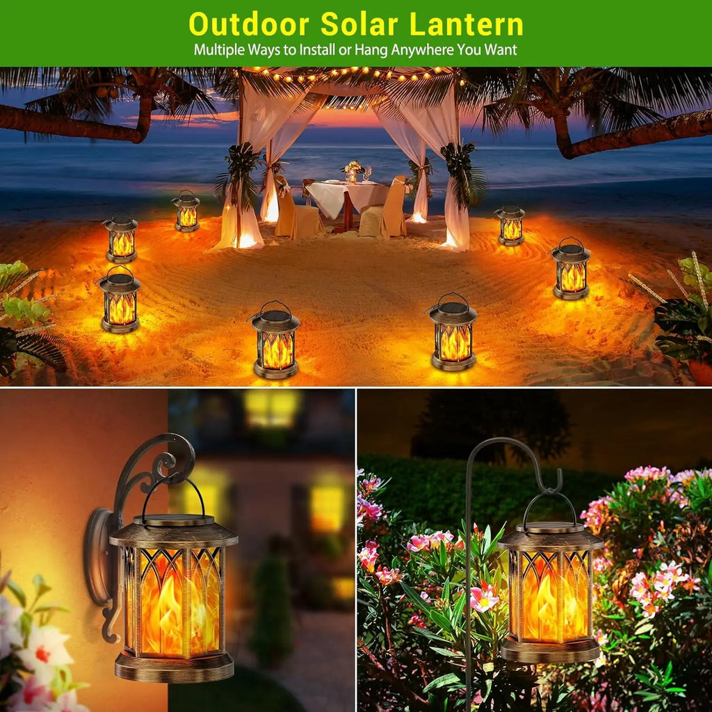 2 Pack Upgraded Flickering Flame Solar Lanterns