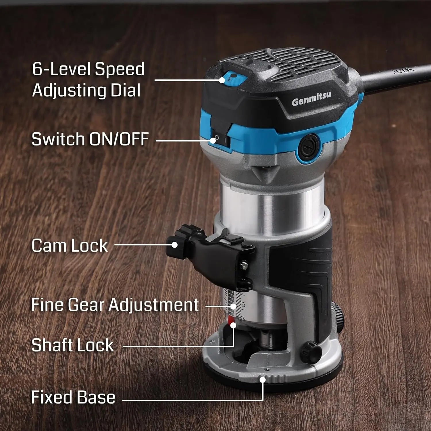 1.25 Hp Palm Compact Router Wood Tool With Fixed Base