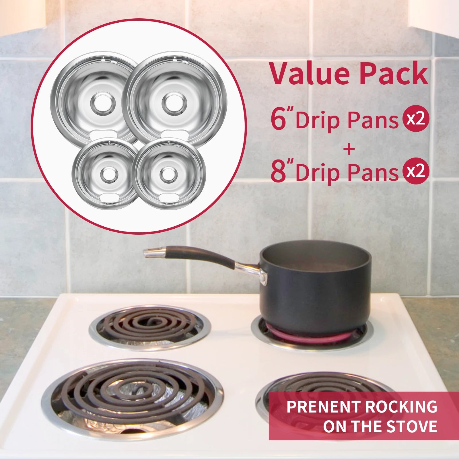 Stove Burner Drip Pans for Whirlpool Electric Range