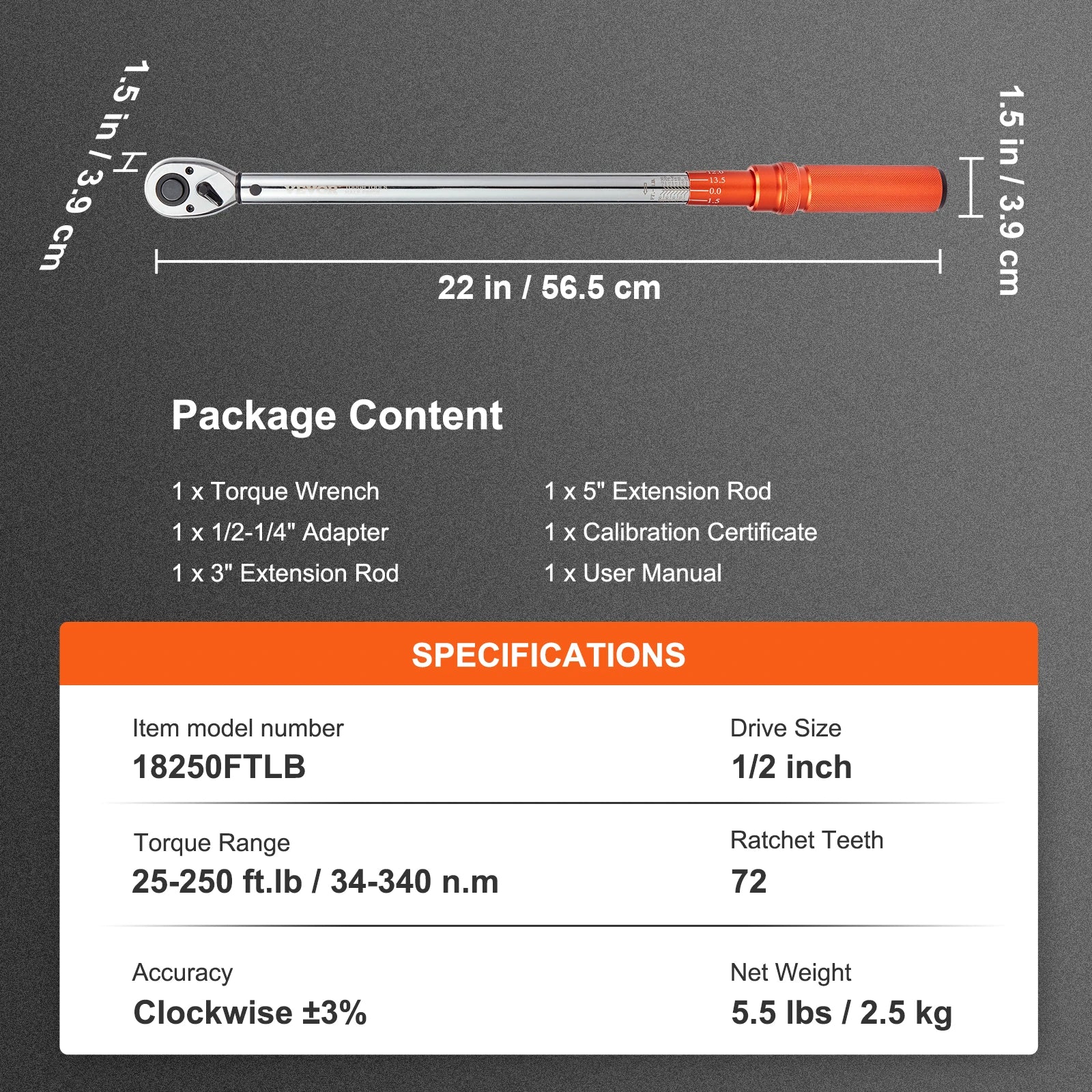 1/2" 1/4" 3/8" Mechanical Torque Wrench Set