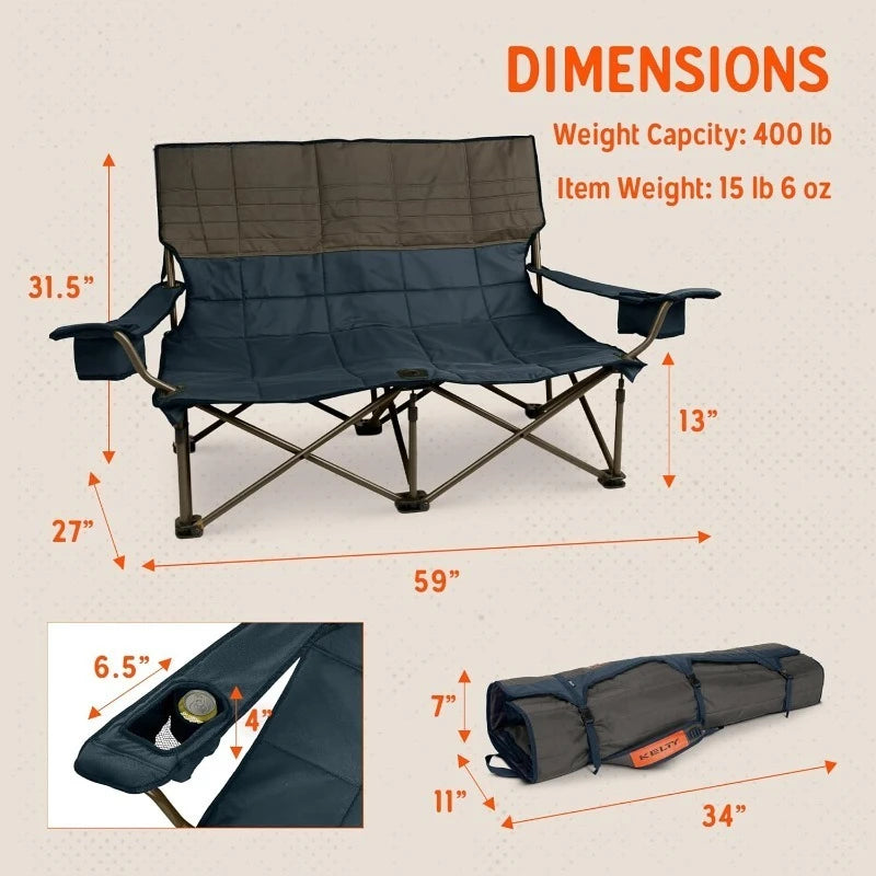 Low Loveseat Double 2 Person Camping Chair