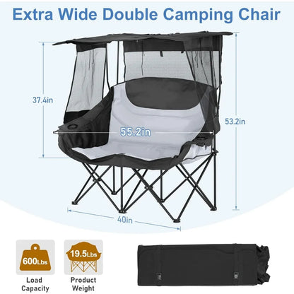 Double Beach Chair with Canopy Shade