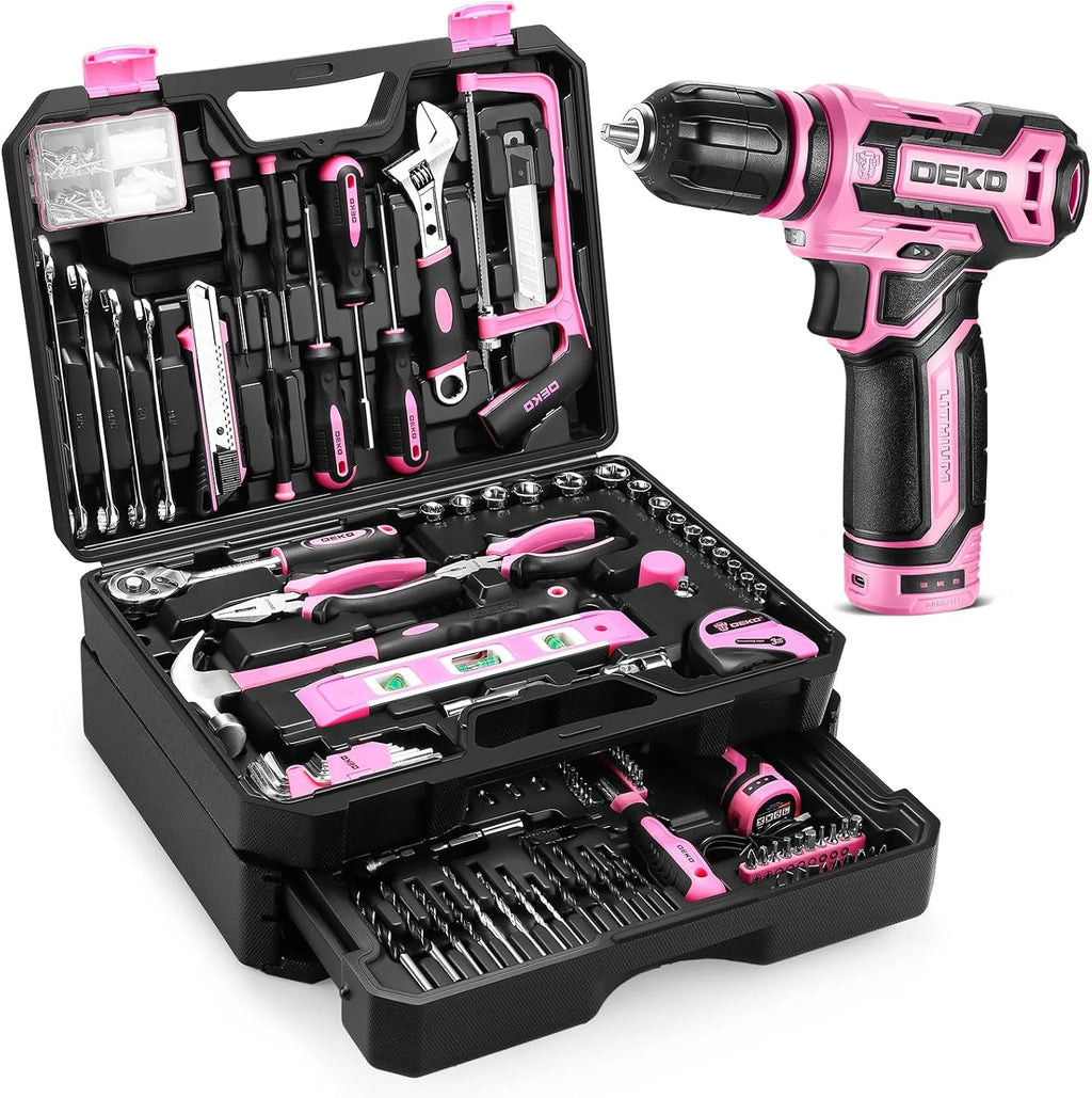 Home Mechanic Toolbox with 12V Power Cordless Drill