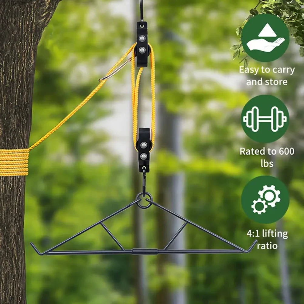 Max To 700 LBS Elk Hoist Pulley Lift System W/Gambrel Deer Hunting Game Hoist