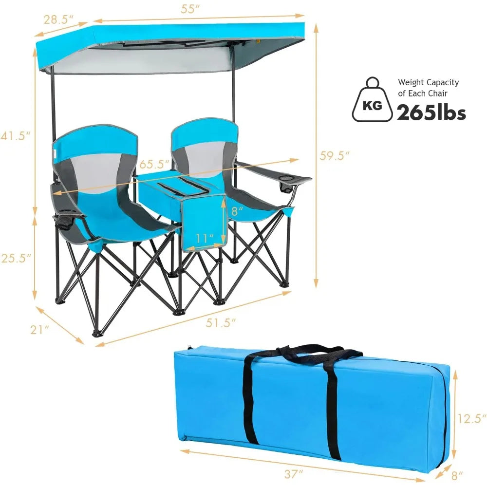 Double Camping Chair with Canopy