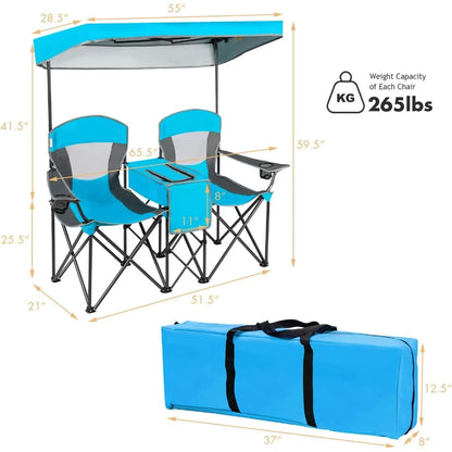 Double Camping Chair with Canopy