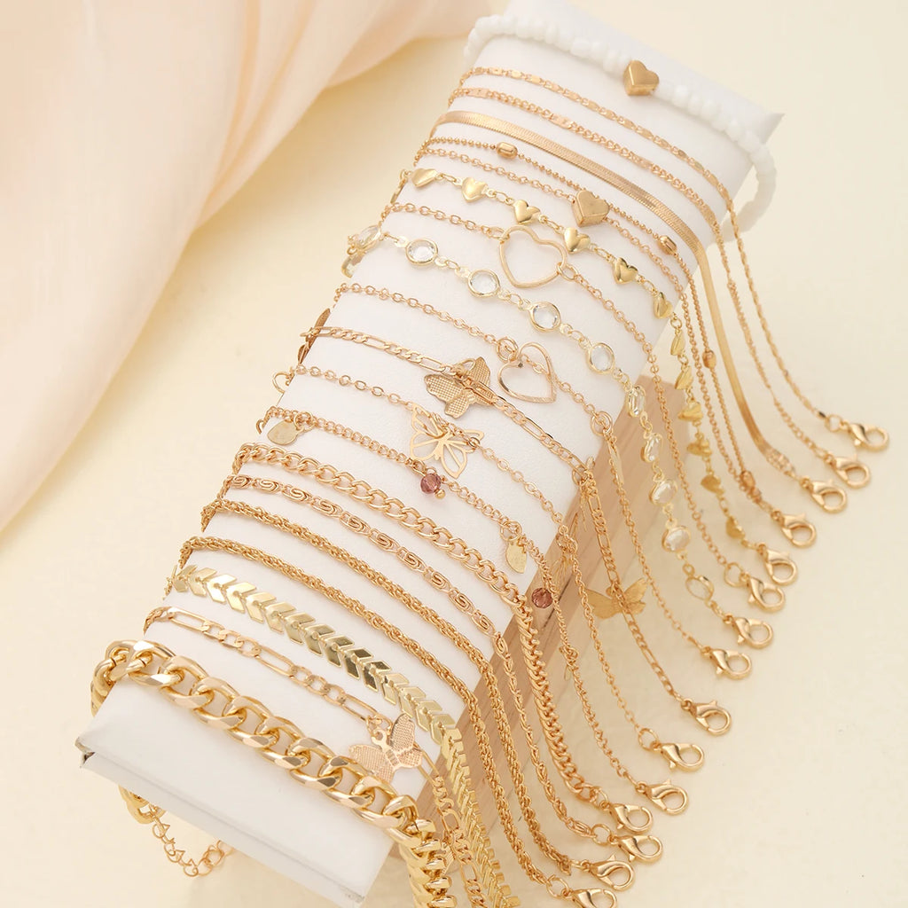 20 Pcs/Set Bohemian Twisted Snake Chain Anklet