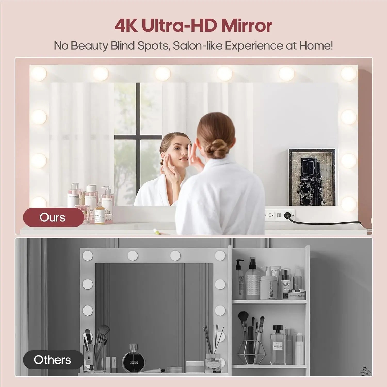 Vanity with Extra Large Mirror and Light