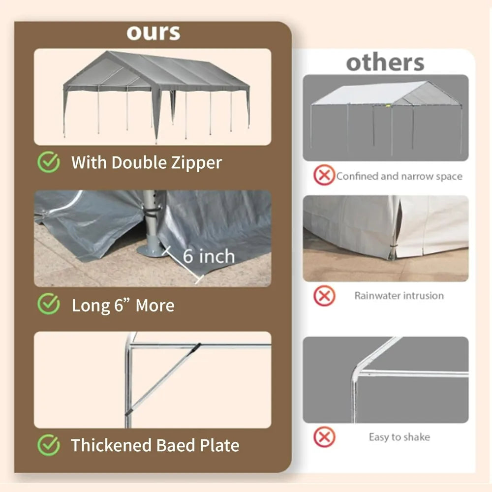 Carport 25x13ft Heavy Duty Canopy Storage Shed