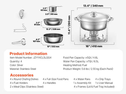 4 Pack Chafing Dish Buffet Set