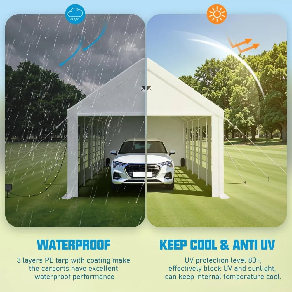 10x30 Carport, Heavy Duty Carport Canopy Garage