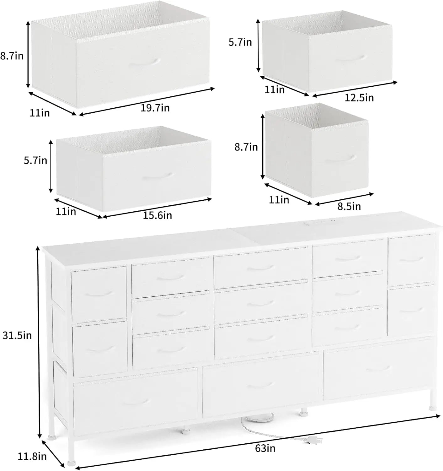 63.3”W TV Stand Dresser, 70''TV Stand with Power Outlets