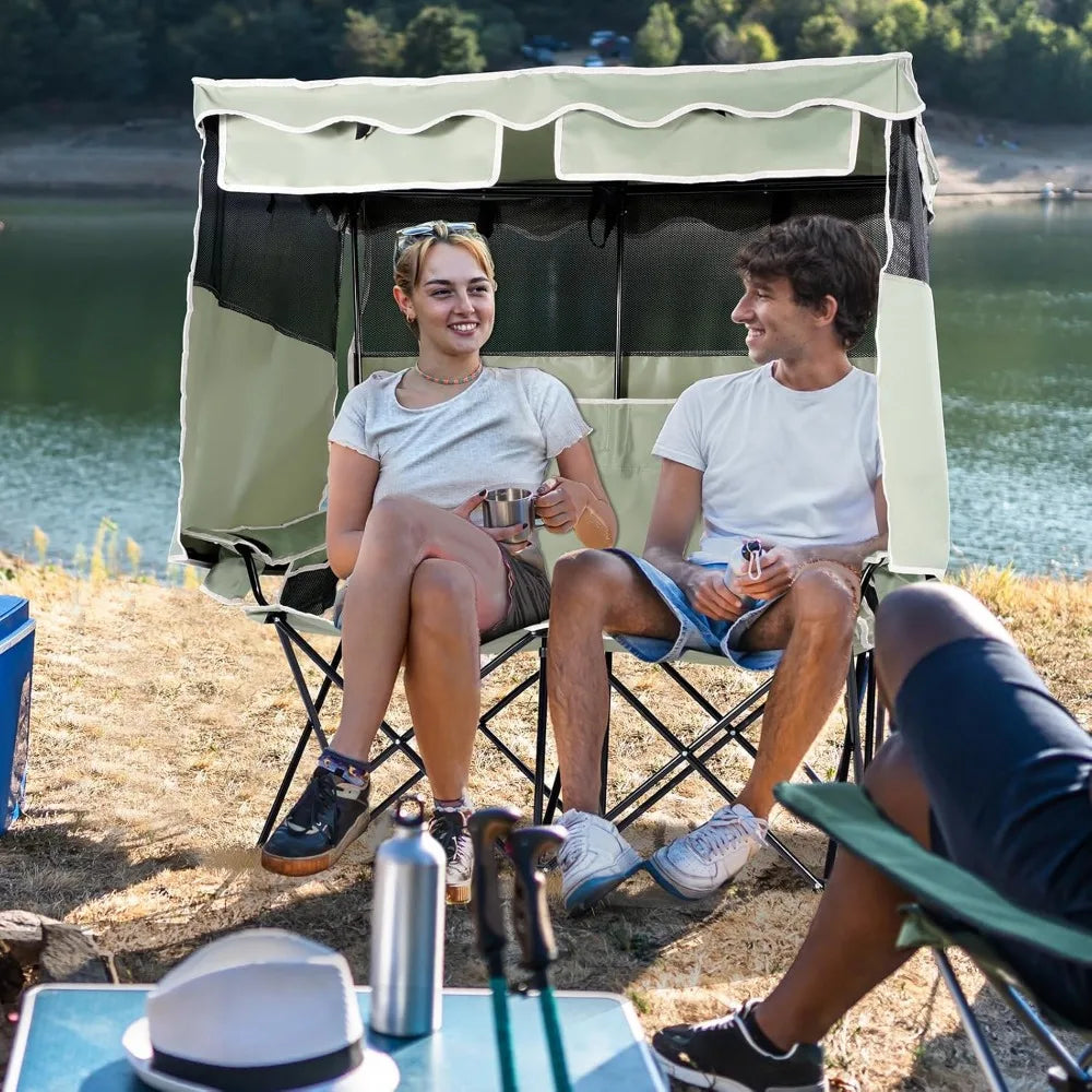 Double Beach Chair With Canopy Shade