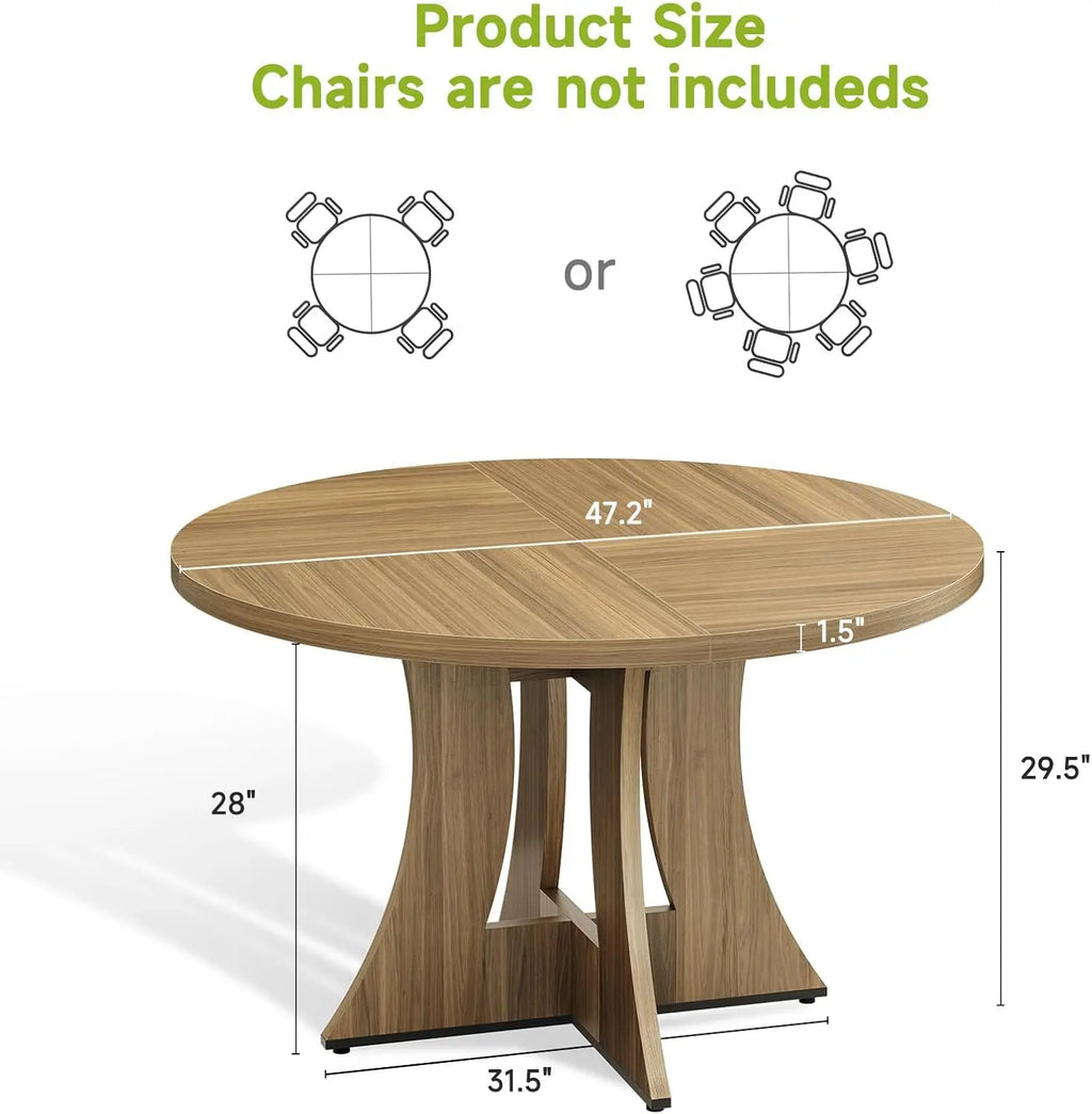 47.2 inch Round Dining Table for 4-6 People