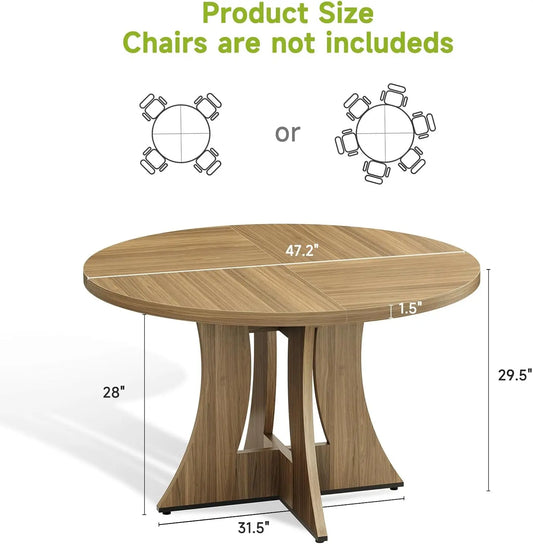 47.2 inch Round Dining Table for 4-6 People