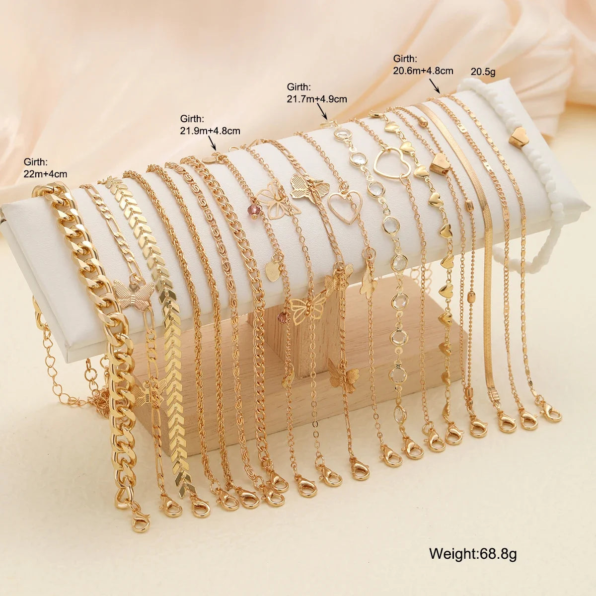 20 Pcs/Set Bohemian Twisted Snake Chain Anklet