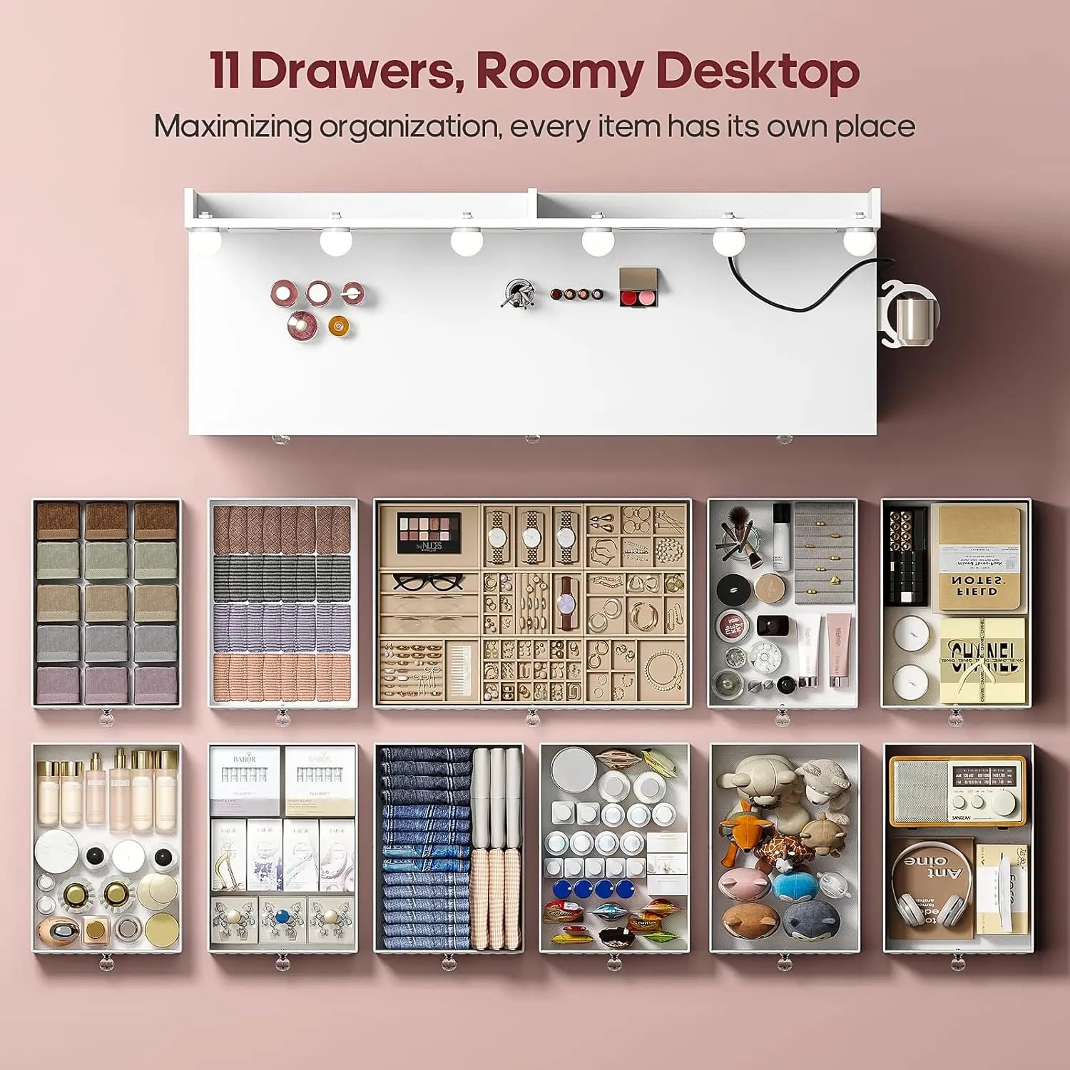 Vanity with Extra Large Mirror and Light