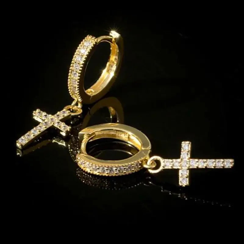 Classic Cross Point-Drill Crystal  Color Earrings