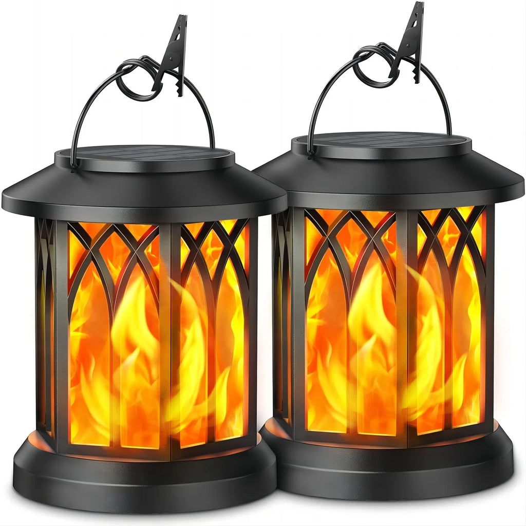 2 Pack Upgraded Flickering Flame Solar Lanterns
