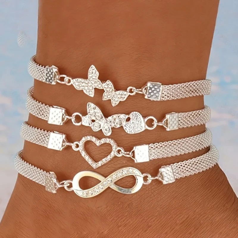 20 Pcs/Set Bohemian Twisted Snake Chain Anklet