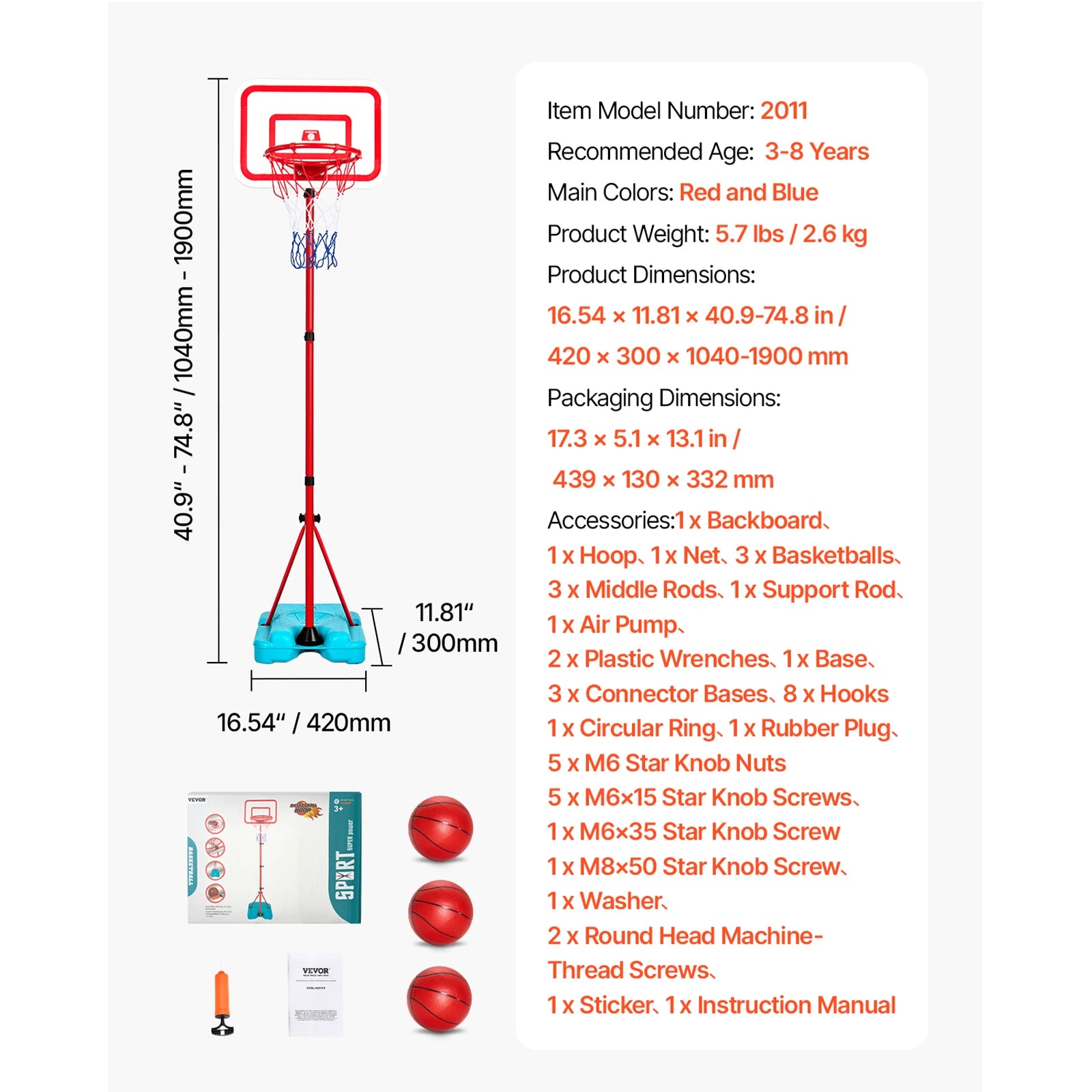 Toddler Adjustable Basketball Hoop