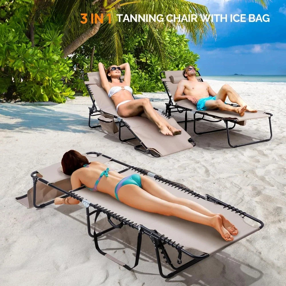 Oversized Tanning Chair with Face Hole & Carrying Bag