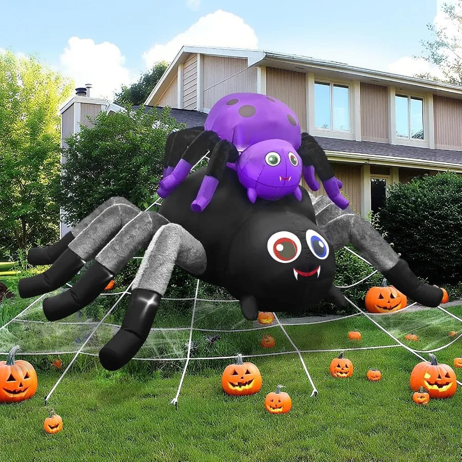 Halloween Inflatable Spider Outdoor Decorations with Builtin LEDs for Halloween Holiday Outdoor Indoor Garden Lawn Yard Party D