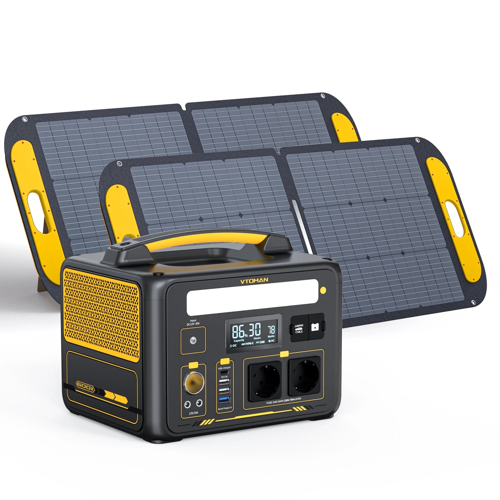 110W Solar Panel included,600W 299Wh LiFePO4 Portable Power Station with Solar Charger for Camp