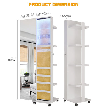 360° Rotating LED Jewelry Armoire