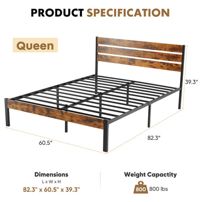 Queen Size Metal Platform Bed Frame