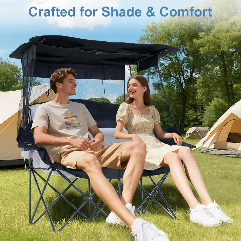 Double Beach Chair with Canopy Shade