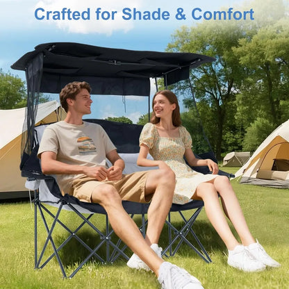 Double Beach Chair with Canopy Shade