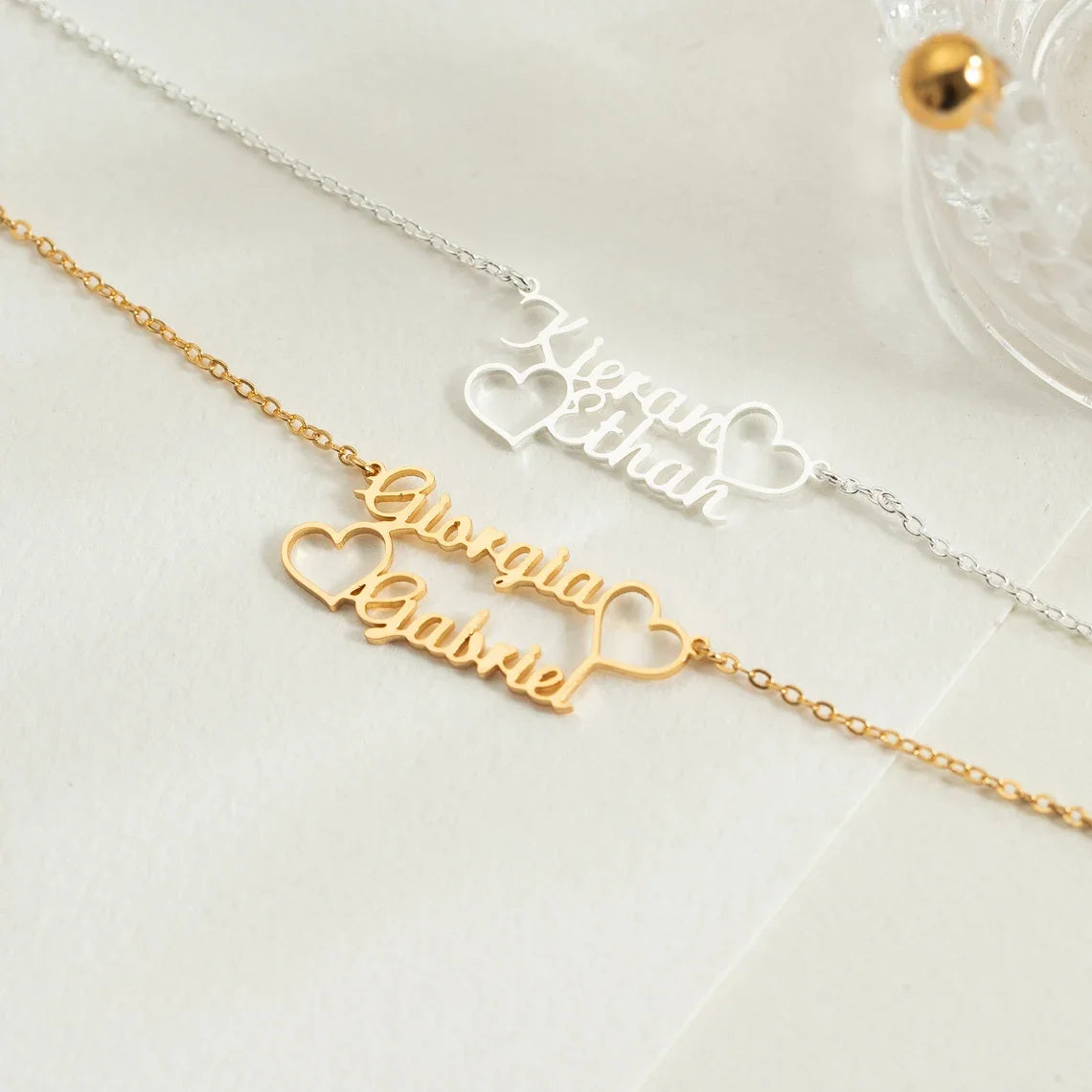 Custom Couple Name Hearts Necklace