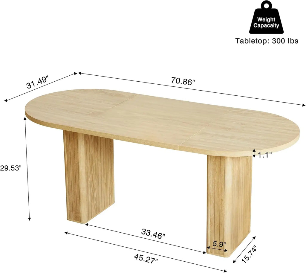 70.8 Inch Kitchen Dining Table for 4-6 People, Oval