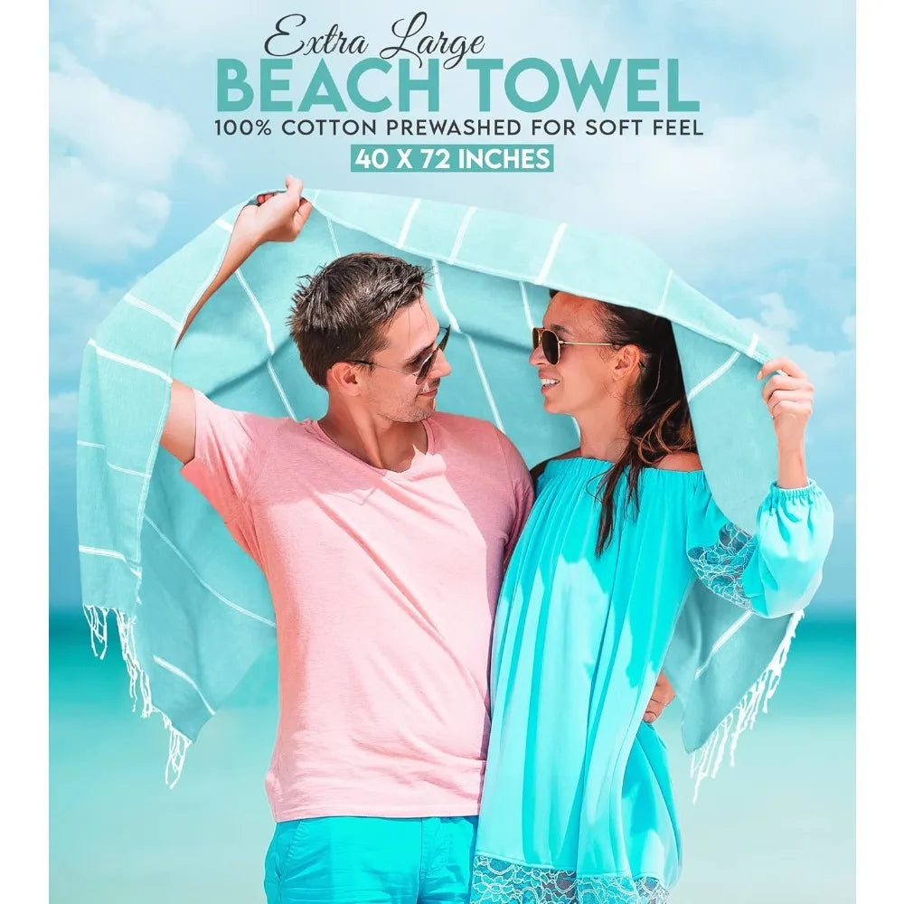 Pack of 2 Turkish Beach Towel, 40 by 72 Inches