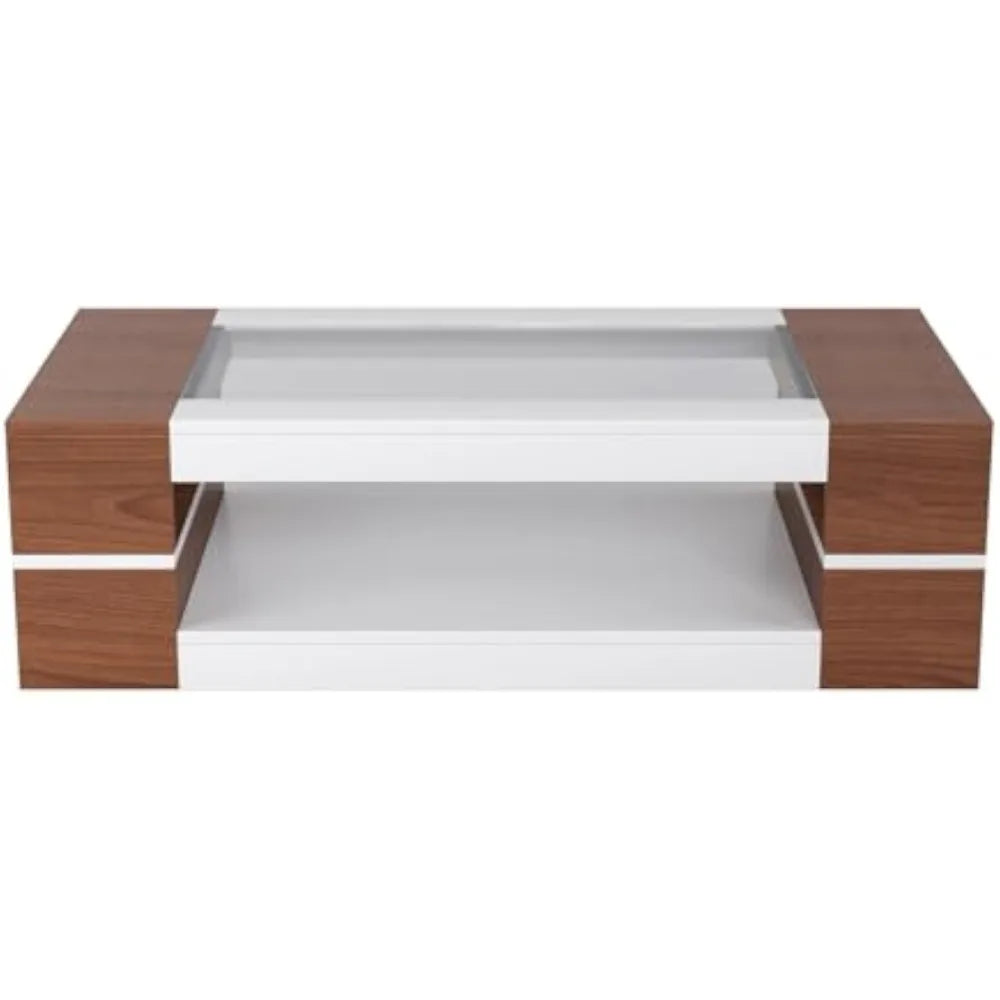 47.2" Modern Stylish Coffee Table with Glass Table Top