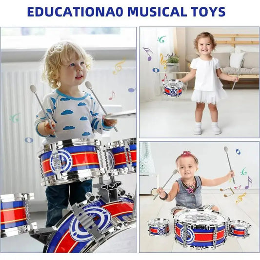 Mini Jazz Drum Set 6 Drums with Stool