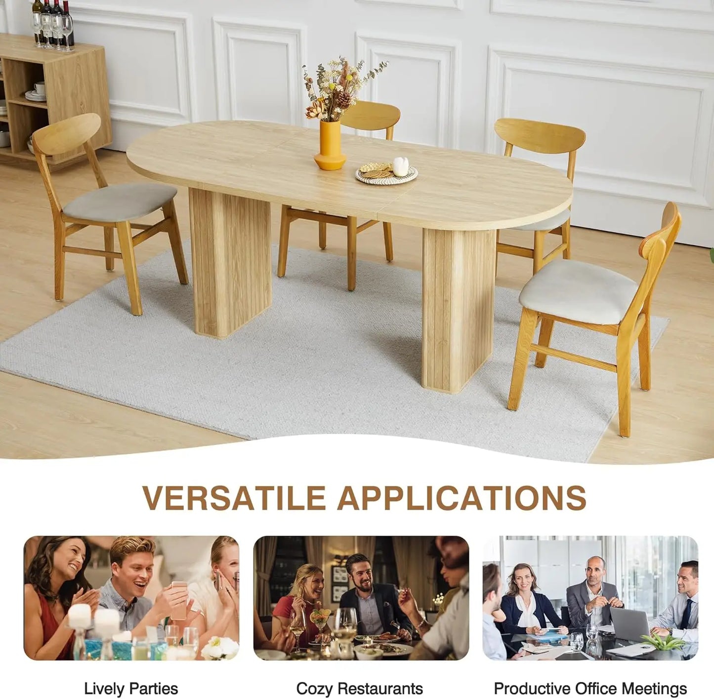 70.8 Inch Kitchen Dining Table for 4-6 People, Oval