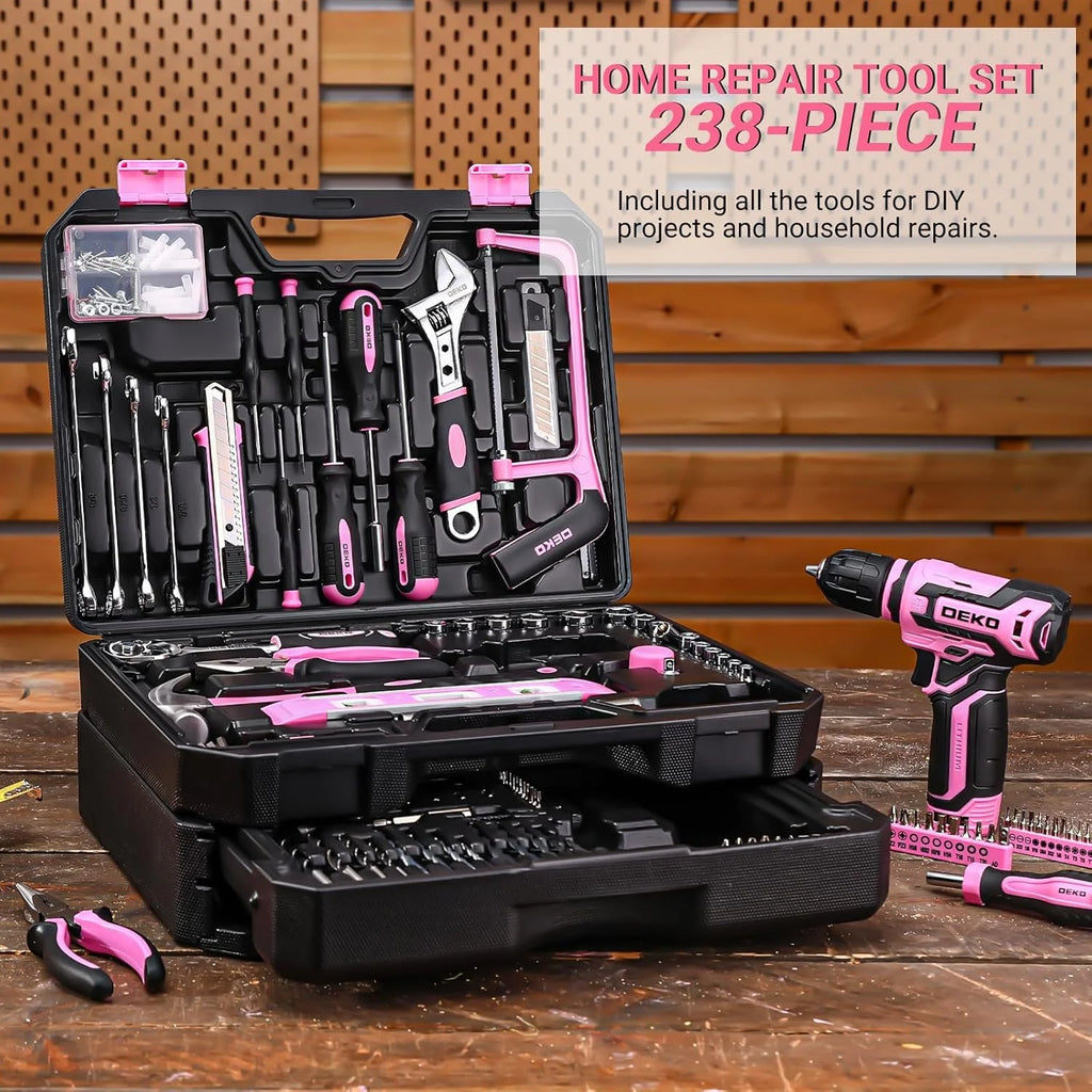 Home Mechanic Toolbox with 12V Power Cordless Drill