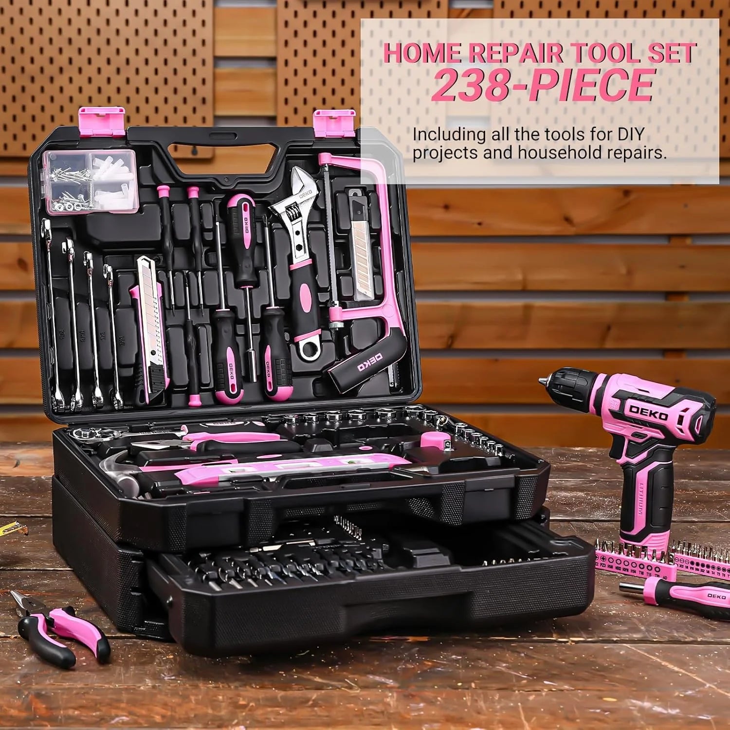 Home Mechanic Toolbox with 12V Power Cordless Drill