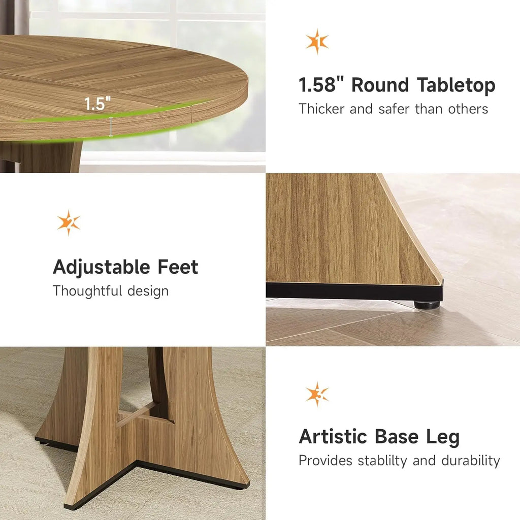 47.2 inch Round Dining Table for 4-6 People