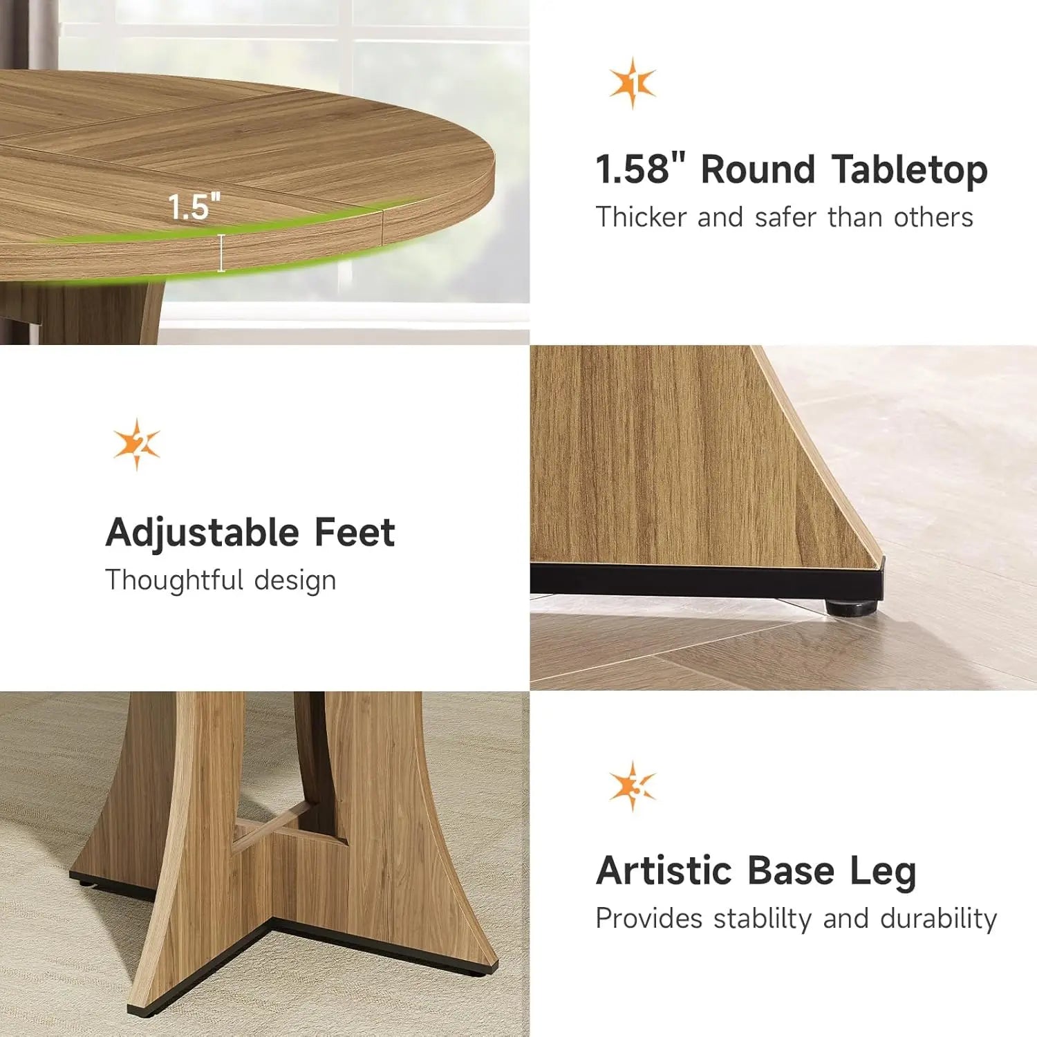 47.2 inch Round Dining Table for 4-6 People