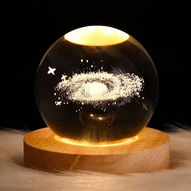 USB Night Light LED Crystal Ball 3D Moon Planet