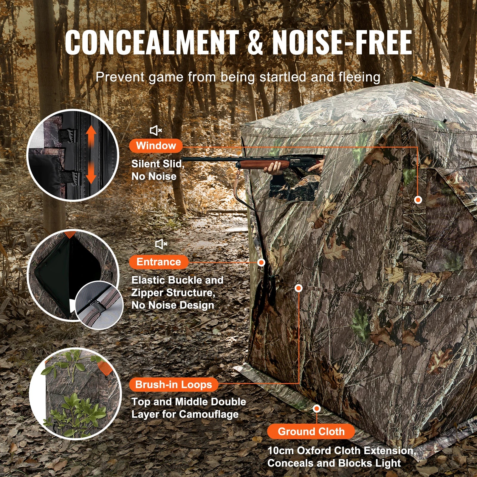 Hunting Blind, 270° See Through Ground Blind, 2-3 Person Pop Up Deer Blind