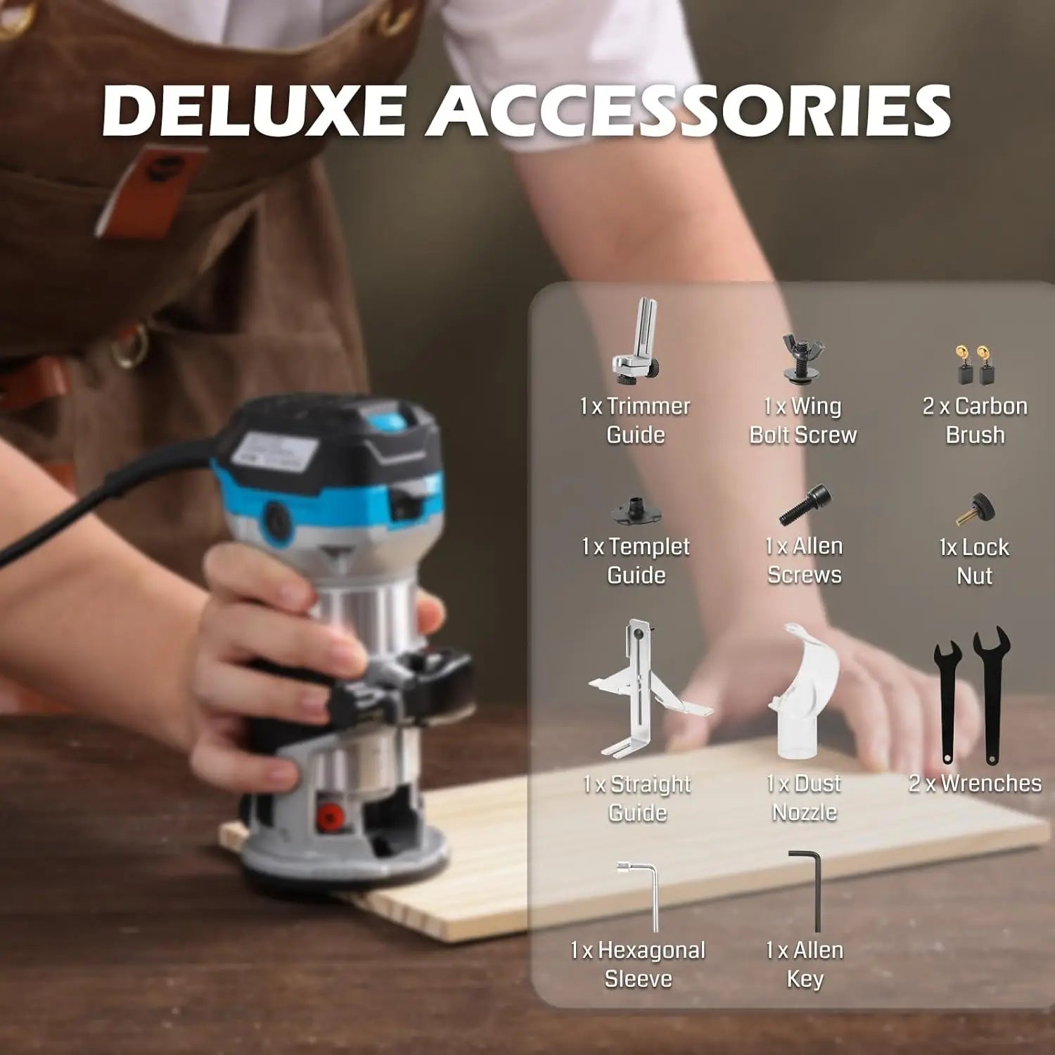 1.25 Hp Palm Compact Router Wood Tool With Fixed Base