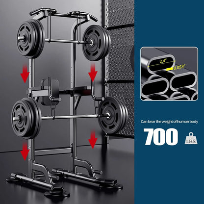 Adjustable Height Pull Up & Dip Station Multi-Function Home Strength Training