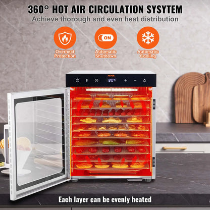 10 Trays Food Dehydrator Stainless Steel