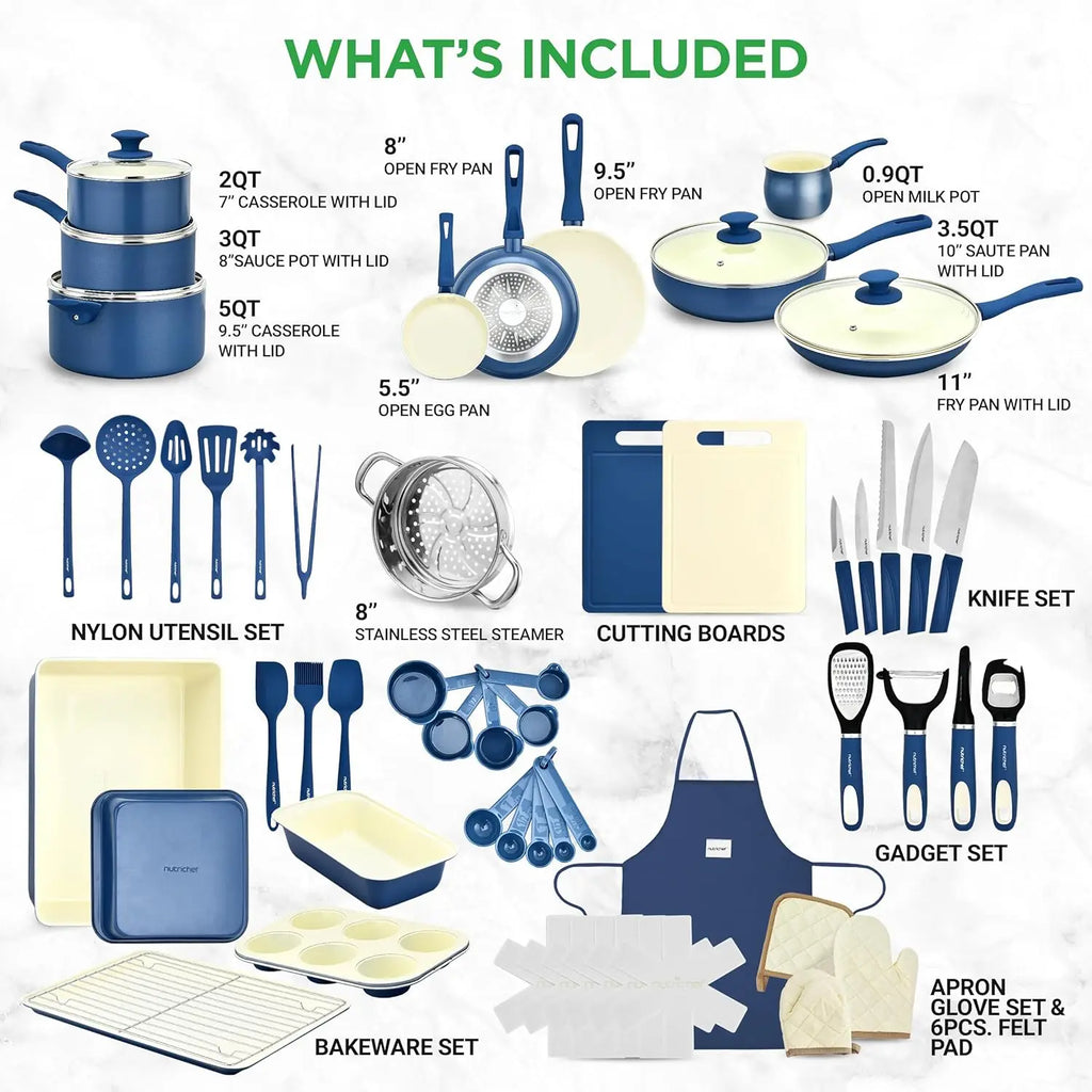 54 Piece Professional Grade Complete Home Kitchen Cookware Set