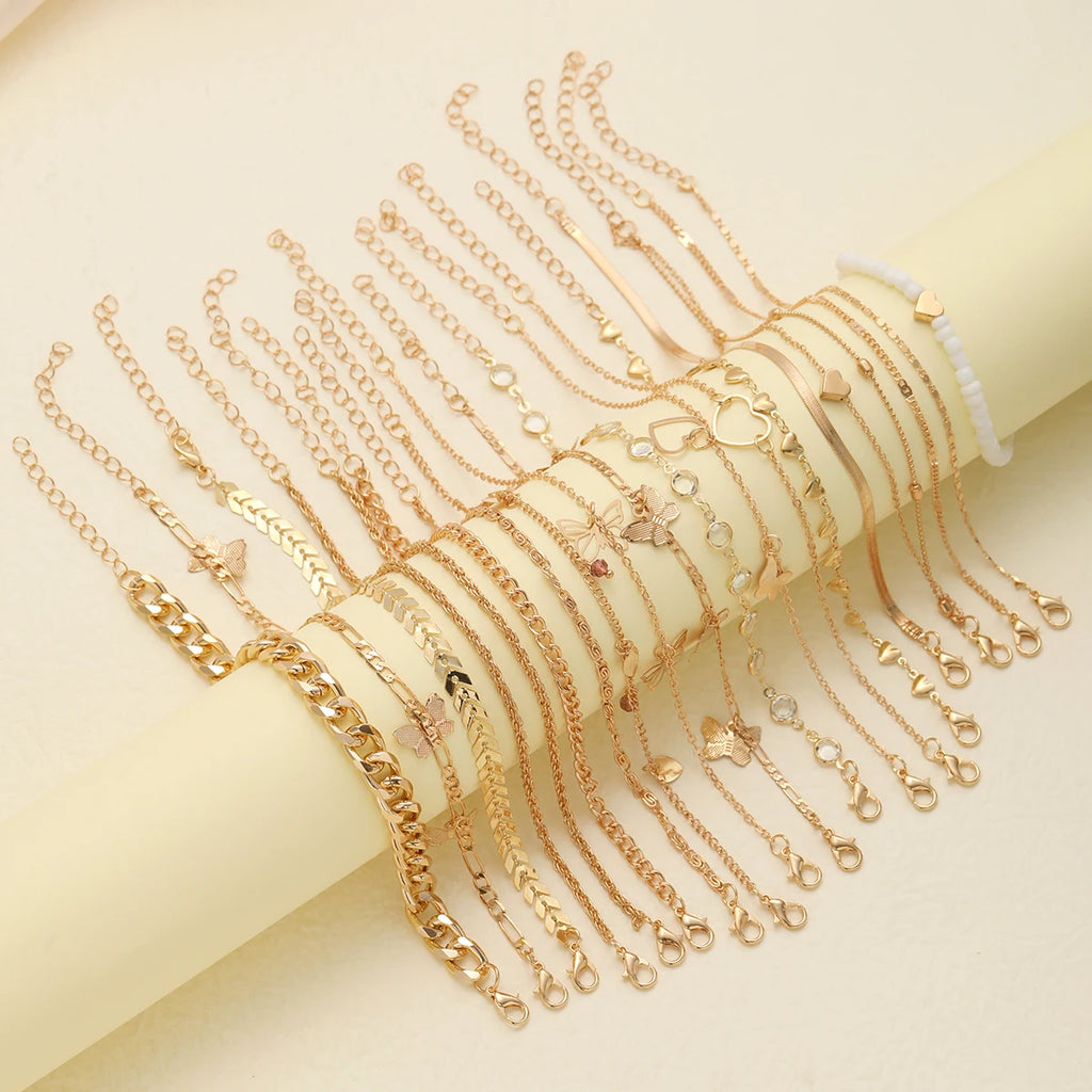 20 Pcs/Set Bohemian Twisted Snake Chain Anklet